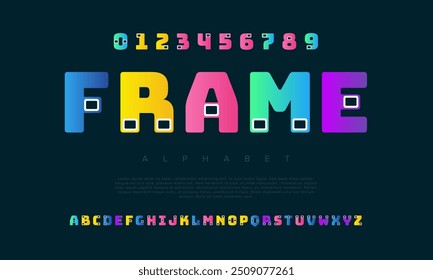 Quadro criativo moderno geométrico urbano alfabeto fonte. Abstrato digital futurista, jogo, techno, robô, música, logotipo, esporte, tipografia de tecnologia mínima. Ilustração de vetor numérico simples
