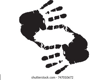 Frame with cropping symbol made of hands isolated on white background Vector illustration, template, border for design.