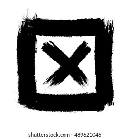 Frame and cross. Thick strokes. Hand-drawn strokes. vector strokes