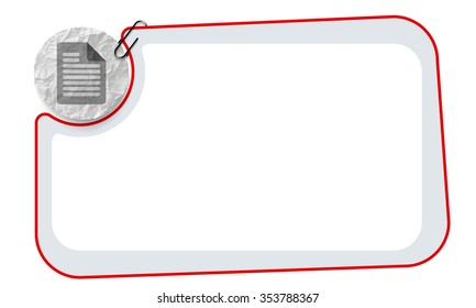 Frame and crumpled slip of paper and a document icon