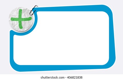 Frame and crumpled slip of paper and plus symbol