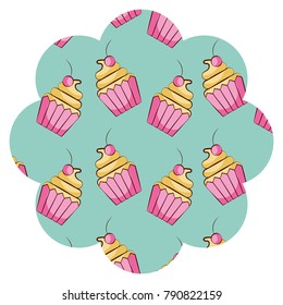 frame with cupcake pattern background