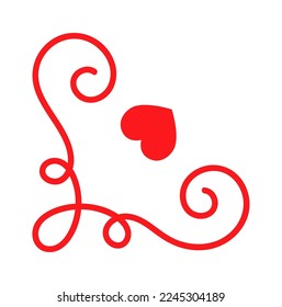 Marco con rizos e icono plano de diseño cardíaco. Ilustración del vector