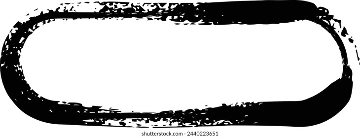 Frame curved rectangle elongated texture element, outline border grunge shape icon, decorative doodle for design in vector illustration
