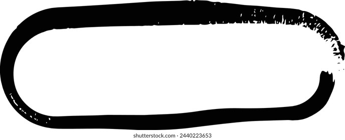 Frame curved rectangle elongated texture element, outline border grunge shape icon, decorative doodle for design in vector illustration
