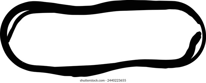 Frame curved rectangle elongated texture element, outline border grunge shape icon, decorative doodle for design in vector illustration
