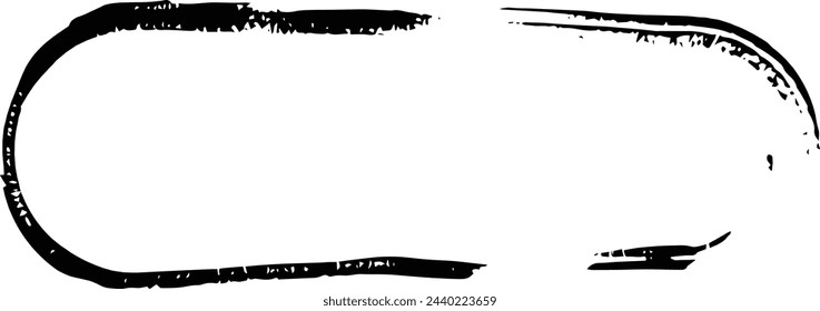 Frame curved rectangle elongated texture element, outline border grunge shape icon, decorative doodle for design in vector illustration
