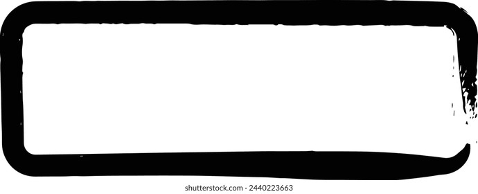 Rahmen gebogenes Rechteck langgestrecktes Texturelement, Umrissrand Grunge Form Symbol, dekorative Doodle für Design in Vektor-Illustration
