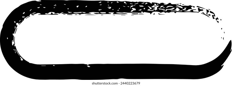 Frame curved rectangle elongated texture element, outline border grunge shape icon, decorative doodle for design in vector illustration
