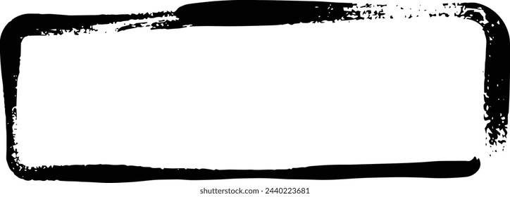 Frame curved rectangle elongated texture element, outline border grunge shape icon, decorative doodle for design in vector illustration
