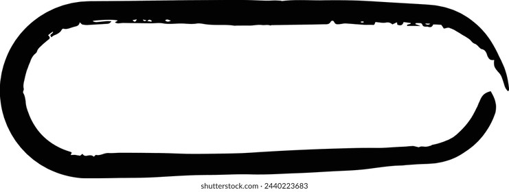 Frame curved rectangle elongated texture element, outline border grunge shape icon, decorative doodle for design in vector illustration
