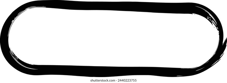 Rahmen gebogenes Rechteck langgestrecktes Texturelement, Umrissrand Grunge Form Symbol, dekorative Doodle für Design in Vektor-Illustration
