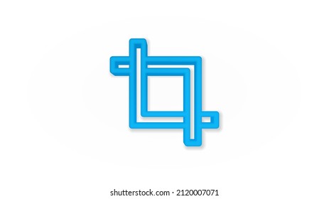 frame cut, clip, photo or video editing 3d line flat color icon. Realistic vector illustration. Pictogram isolated. Top view. Colorful transparent shadow design.