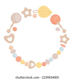 Frame of cute boho baby toys and beads