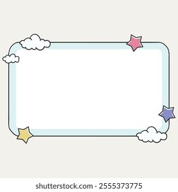 Frame with cute clouds, stars and space for text