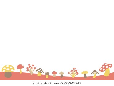 Frame with cute hand drawn mushrooms underneath