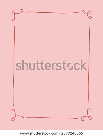 Frame in cute hand drawn style, vector illustration. Coquette border, great for wedding invitation designs or greeting cards. A4 format, frame in whimsical style.