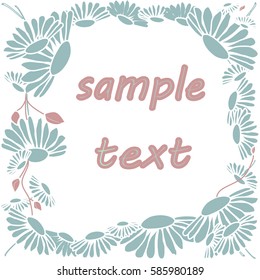 frame  of    daisies in retro style. vector illustration