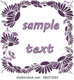 frame  of    daisies in retro style. vector illustration