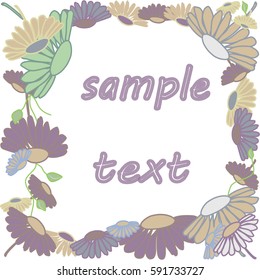 Frame  of    daisies in retro style. Vector illustration