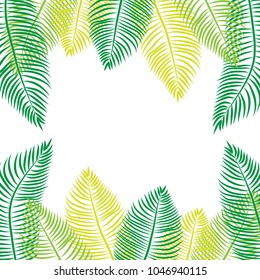 Frame with date leaves. Summer and palm trees. Africa and Asia. Southern countries. Set 3
