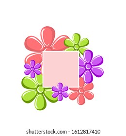 Frame Decorated with bloom flowers.  Vector Illustration. Vector