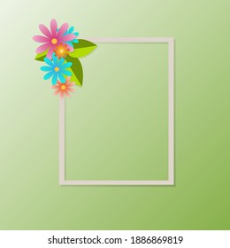 frame decorated with flowers on a green background