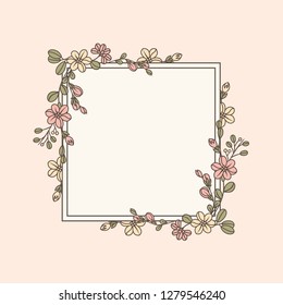 Frame decorated with flowers vector