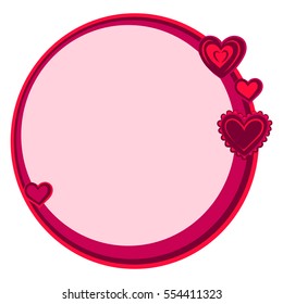 The frame is decorated with hearts for Valentine's day. Vector illustration.
