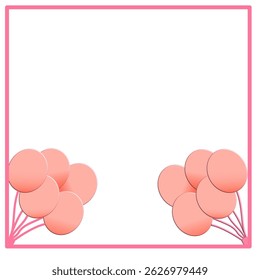 Frame Decoration with Baloon, Pink Balood 3D