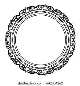 frame decoration circular emblem empty floral line