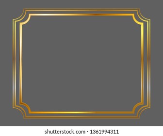 Frame decoration gold square isolated