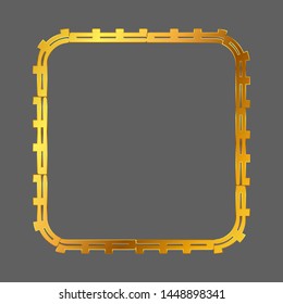 Frame decoration gold square isolated