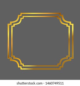 Frame decoration gold square isolated