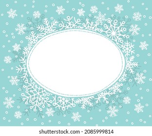 Frame for decoration with snowflakes and snow in the style of pencil drawing. Vector image