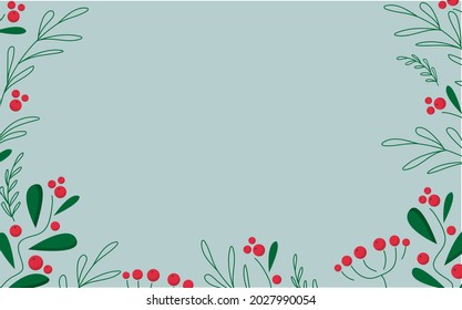 Frame for decoration. Winter plants and berries. Free space for text. Vector illustration