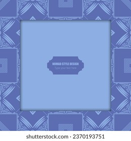 Frame with Decorative Asian Folk Pattern. Ornament in Asian Nomads Style: Kyrgyz, Kazakhs, Bashkirs, Tatars, Yakut, Mongols. Ethnic Vector Illustration for Paper Products, Textiles.