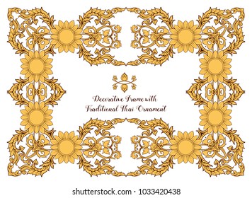 Frame with  decorative elements of traditional Thai ornament. Stock vector illustration. 