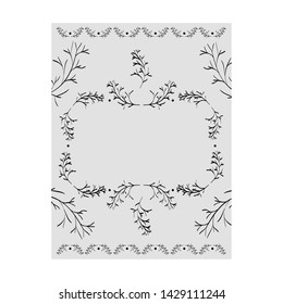 frame decorative with leafs boho style