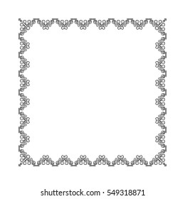 frame of decorative ornament, silhouette on white background.