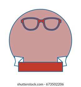 frame with decorative ribbon and glasses icon 