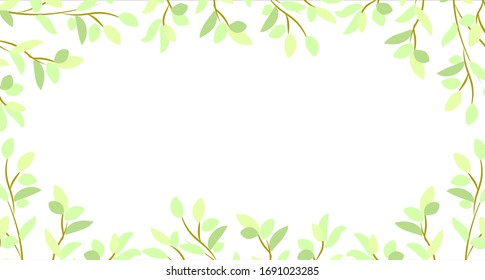 Frame of delicate leaves. Vector illustration.