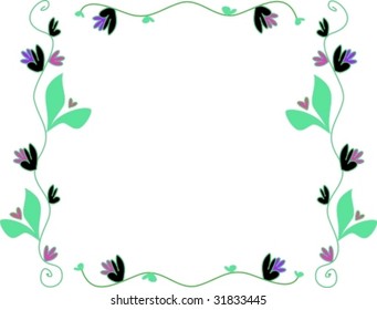 Frame of Delicate Vines and Flowers Vector