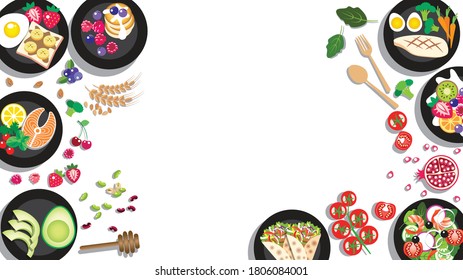 Frame of delicious clean food menu for healthy food concept