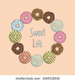 Frame with delicious donuts