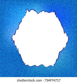 Frame of the denim style. Hexagon.