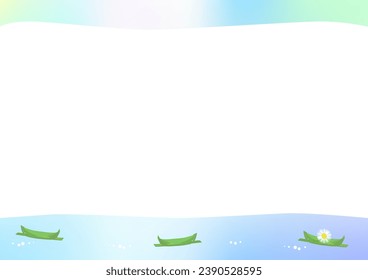 Frame depicting bamboo boats floating on the water