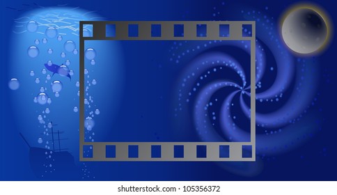 Frame, the depth of the sea and space are shown in the picture