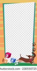 Frame Design of Cartoon Dog Pet in Portrait Format