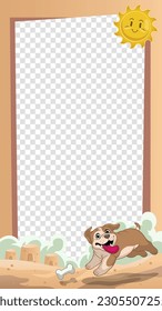Frame Design of Cartoon Funny Bulldog in Portrait mode